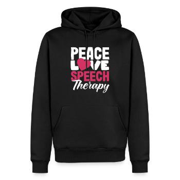 Peace Love Orthophoniste Design - Sweat à capuche Premium bio Homme - noir - Devant - Nico (187cm)