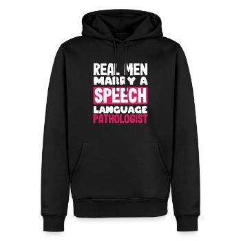 De vrais hommes épousent une orthophoniste - Sweat à capuche Premium bio Homme - noir - Devant - Nico (187cm)