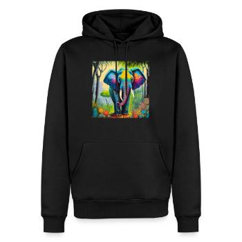 Éléphant dans la jungle - Sweat à capuche Premium bio Homme - noir - Devant - Nico (187cm)
