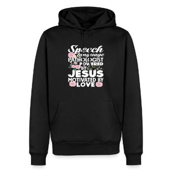 Orthophoniste animée par Jésus - Sweat à capuche Premium bio Homme - noir - Devant - Nico (187cm)