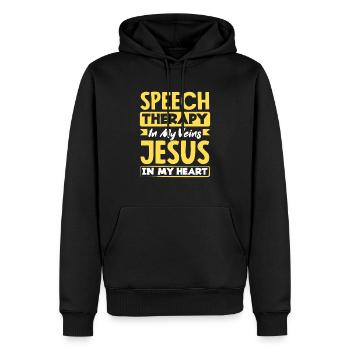 L’orthophonie Dans mes veines Jésus dans mon cœur - Sweat à capuche Premium bio Homme - noir - Devant - Nico (187cm)