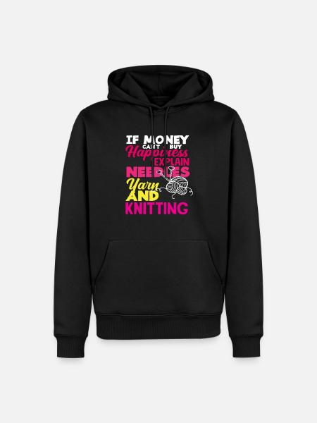 Wool Needles and Knitting Happy - Men’s Premium Organic Hoodie - black
