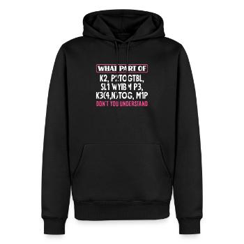 Stricken: Was Verstehst Du Nicht? - Männer Premium Bio Hoodie - Schwarz - Vorne - Nico (187cm)