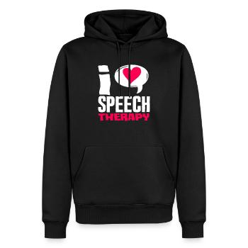J’aime l’orthophonie Orthophoniste - Sweat à capuche Premium bio Homme - noir - Devant - Nico (187cm)