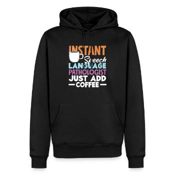 Speech therapist add coffee immediately - Men’s Premium Organic Hoodie - black - Front - Nico (187cm)