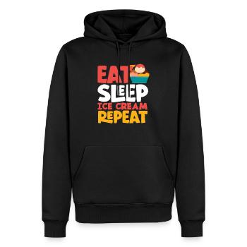 Amateur de crème glacée manger dormir crème glacée répéter - Sweat à capuche Premium bio Homme - noir - Devant - Nico (187cm)