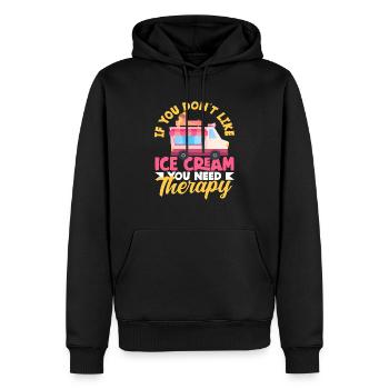 Thérapie des amateurs de crème glacée Fun - Sweat à capuche Premium bio Homme - noir - Devant - Nico (187cm)
