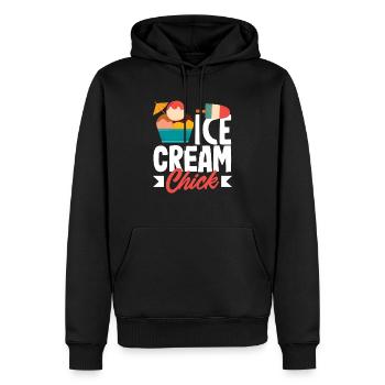 Amateur de crème glacée poussin design - Sweat à capuche Premium bio Homme - noir - Devant - Nico (187cm)