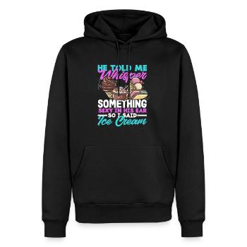 Secret de murmure d’amateur de crème glacée - Sweat à capuche Premium bio Homme - noir - Devant - Nico (187cm)