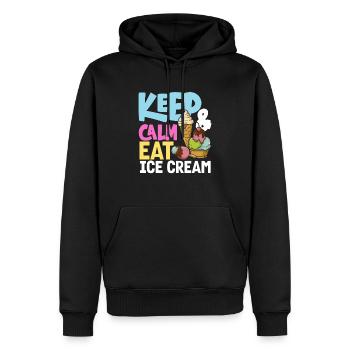 Amateurs de glaces : restez calme et mangez des glaces - Sweat à capuche Premium bio Homme - noir - Devant - Nico (187cm)