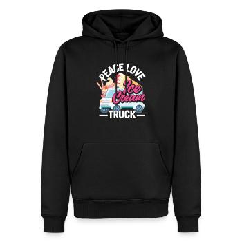 Peace Love Amateur de camion de crème glacée - Sweat à capuche Premium bio Homme - noir - Devant - Nico (187cm)