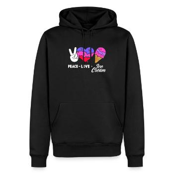 Peace Love Cream Fan Cream - Sweat à capuche Premium bio Homme - noir - Devant - Nico (187cm)