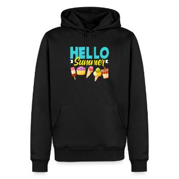 Hallo Sommer Eiscreme Liebhaber Design - Männer Premium Bio Hoodie - Schwarz - Vorne - Nico (187cm)