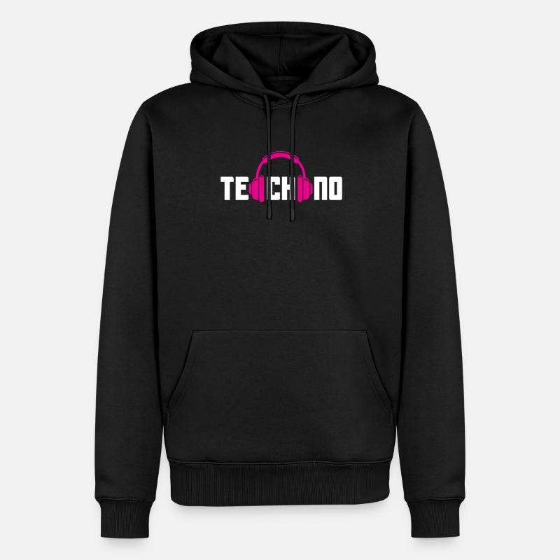 Techno Kopfhörer Für Techno Lover - Männer Premium Bio Hoodie - Schwarz