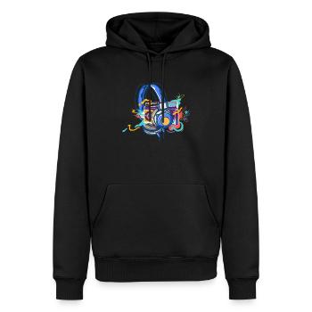 Techno Lover Bunte Kopfhörer Musik - Männer Premium Bio Hoodie - Schwarz - Vorne - Nico (187cm)