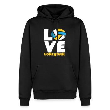 Liebe Volleyball Leidenschaft Pur - Männer Premium Bio Hoodie - Schwarz - Vorne - Nico (187cm)