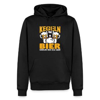 Bowling et bière C’est pourquoi je m’amuse ici - Sweat à capuche Premium bio Homme - noir - Devant - Nico (187cm)