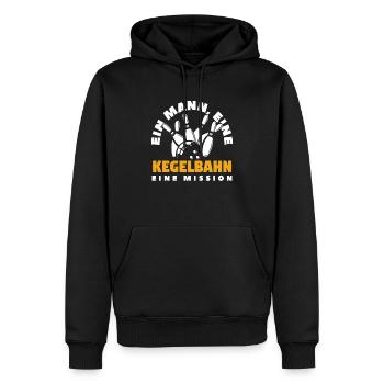 Bowling Un homme Une mission de bowling - Sweat à capuche Premium bio Homme - noir - Devant - Nico (187cm)