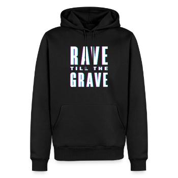 Techno Lover Rave Till The Grave - Männer Premium Bio Hoodie - Schwarz - Vorne - Nico (187cm)