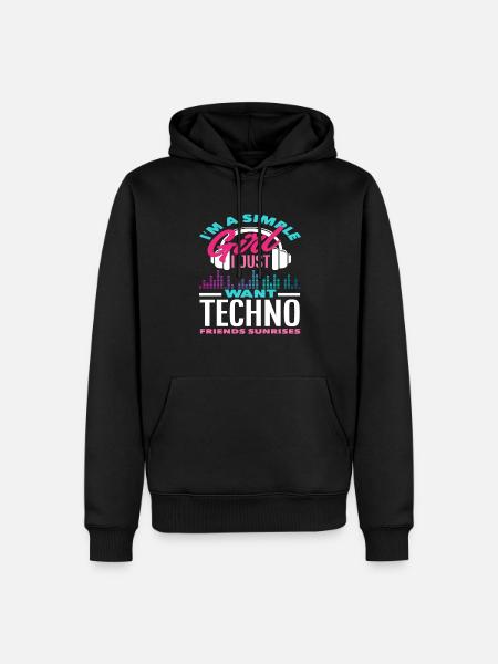 Techno Lover Einfache Mädchen Freunde - Männer Premium Bio Hoodie - Schwarz