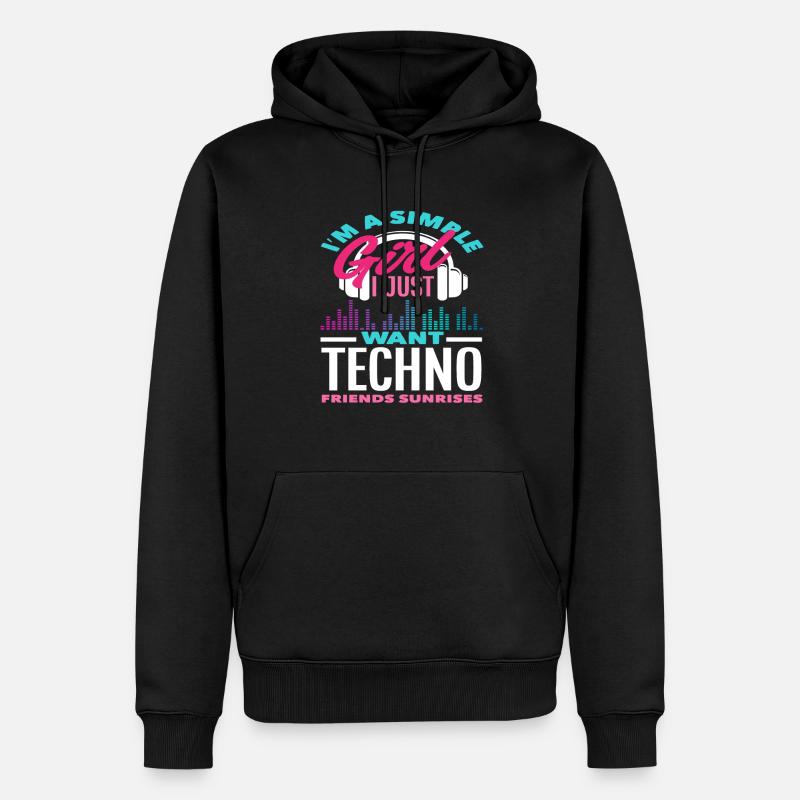 Techno Lover Einfache Mädchen Freunde - Männer Premium Bio Hoodie - Schwarz