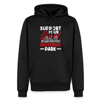 Montagnes russes Soutenez votre parc d’attractions local - Sweat à capuche Premium bio Homme - noir - Devant - Nico (187cm)