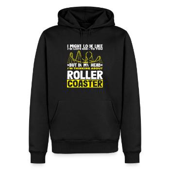 Montagnes russes Je pense aux montagnes russes - Sweat à capuche Premium bio Homme - noir - Devant - Nico (187cm)