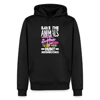 Rette Die Tiere Pflücke Pilze Jäger - Männer Premium Bio Hoodie - Schwarz - Vorne - Nico (187cm)