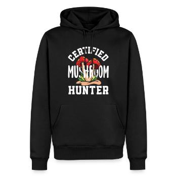 Certified Mushroom Picker Adventure - Men’s Premium Organic Hoodie - black - Front - Nico (187cm)