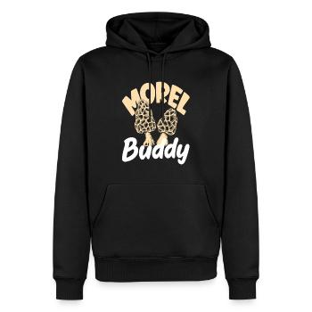 Cueillette de champignons Ami des morilles Buddy - Sweat à capuche Premium bio Homme - noir - Devant - Nico (187cm)