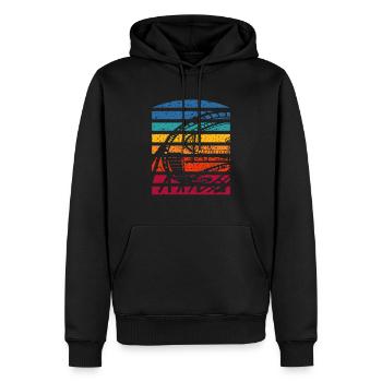 Rétro montagnes russes silhouette aventure - Sweat à capuche Premium bio Homme - noir - Devant - Nico (187cm)