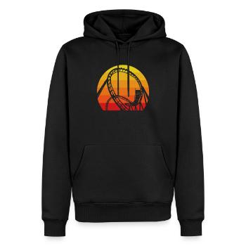 Montagnes russes Aventure Vintage Coucher de soleil - Sweat à capuche Premium bio Homme - noir - Devant - Nico (187cm)