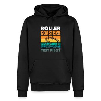 Montagnes russes Pilote d’essai Aventure - Sweat à capuche Premium bio Homme - noir - Devant - Nico (187cm)