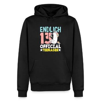 Enfin 13e anniversaire Adolescent officiel - Sweat à capuche Premium bio Homme - noir - Devant - Nico (187cm)