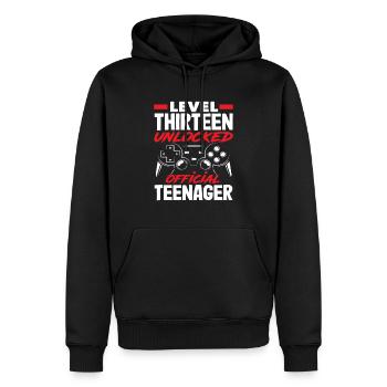13. Geburtstag Level Dreizehn Freigeschaltet - Männer Premium Bio Hoodie - Schwarz - Vorne - Nico (187cm)