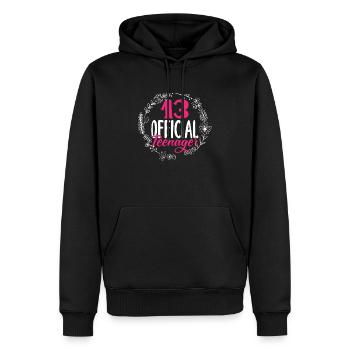 13e anniversaire Fleurs officielles pour adolescents - Sweat à capuche Premium bio Homme - noir - Devant - Nico (187cm)