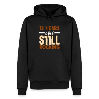 13th birthday and still rocking - Men’s Premium Organic Hoodie - black - Front - Nico (187cm)