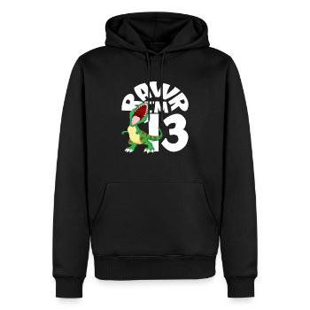Rawr Ich Bin 13 Dinosaurier Geburtstag - Männer Premium Bio Hoodie - Schwarz - Vorne - Nico (187cm)