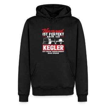 Niemand Ist Perfekt Aber Als Kegler - Männer Premium Bio Hoodie - Schwarz - Vorne - Nico (187cm)