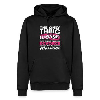 Das Einzige, Was Schlimmer Ist Als Eine Scheidung - Männer Premium Bio Hoodie - Schwarz - Vorne - Nico (187cm)