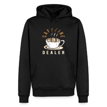 Amateur de café, revendeur de caféine - Sweat à capuche Premium bio Homme - noir - Devant - Nico (187cm)