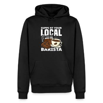 Support your local Coffee Lover Barista - Men’s Premium Organic Hoodie - black - Front - Nico (187cm)