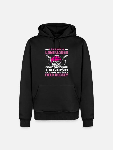 Four Languages Field Hockey Players - Men’s Premium Organic Hoodie - black