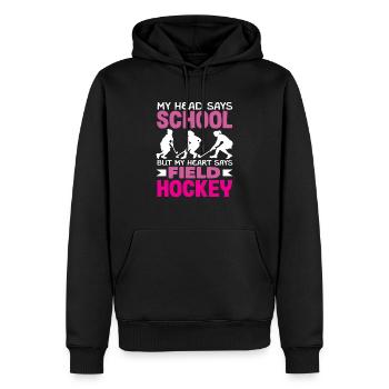 Feldhockeyspieler Herz Schule Kopf - Männer Premium Bio Hoodie - Schwarz - Vorne - Nico (187cm)