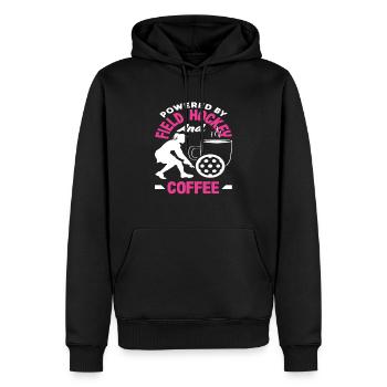 Joueurs de hockey sur gazon : Alimenté par le café - Sweat à capuche Premium bio Homme - noir - Devant - Nico (187cm)