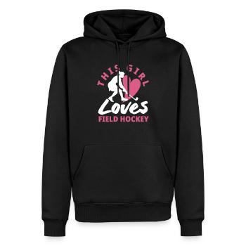 Dieses Mädchen Liebt Feldhockey Spieler - Männer Premium Bio Hoodie - Schwarz - Vorne - Nico (187cm)
