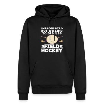 Introvertiert Aber Offen Für Feldhockey Spieler - Männer Premium Bio Hoodie - Schwarz - Vorne - Nico (187cm)