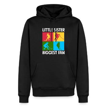 Kleine Schwester Feldhockey Spieler Fan - Männer Premium Bio Hoodie - Schwarz - Vorne - Nico (187cm)