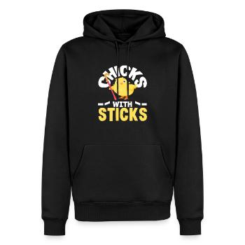 Feldhockey Spieler Chicks With Sticks - Männer Premium Bio Hoodie - Schwarz - Vorne - Nico (187cm)