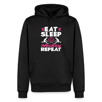 Joueur de hockey sur gazon Manger dormir Hockey Répéter - Sweat à capuche Premium bio Homme - noir - Devant - Nico (187cm)